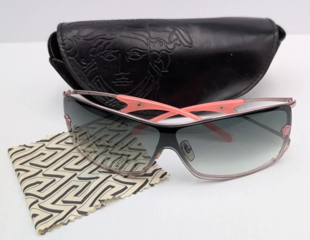 Versace Mod. 2048 1115 G8 120 Pink Frame Sunglasses Vintage Made in Italy Y2K